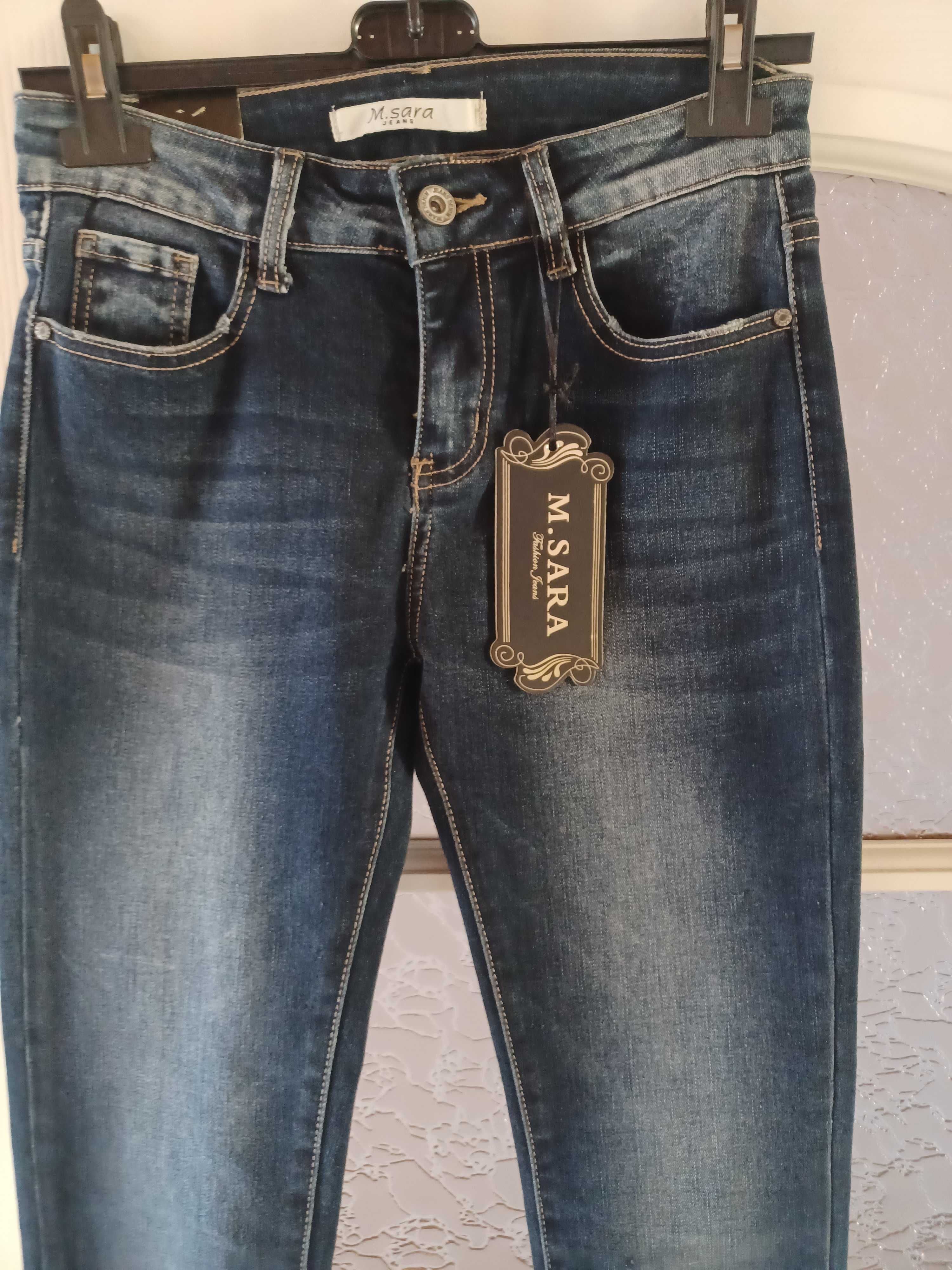 Spodnie jeans damskie M,SARA granatowe rozmiar S-36