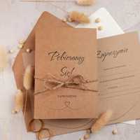 Rustykalne zaproszenia ślubne na ekologicznym papierze - OKAZJA