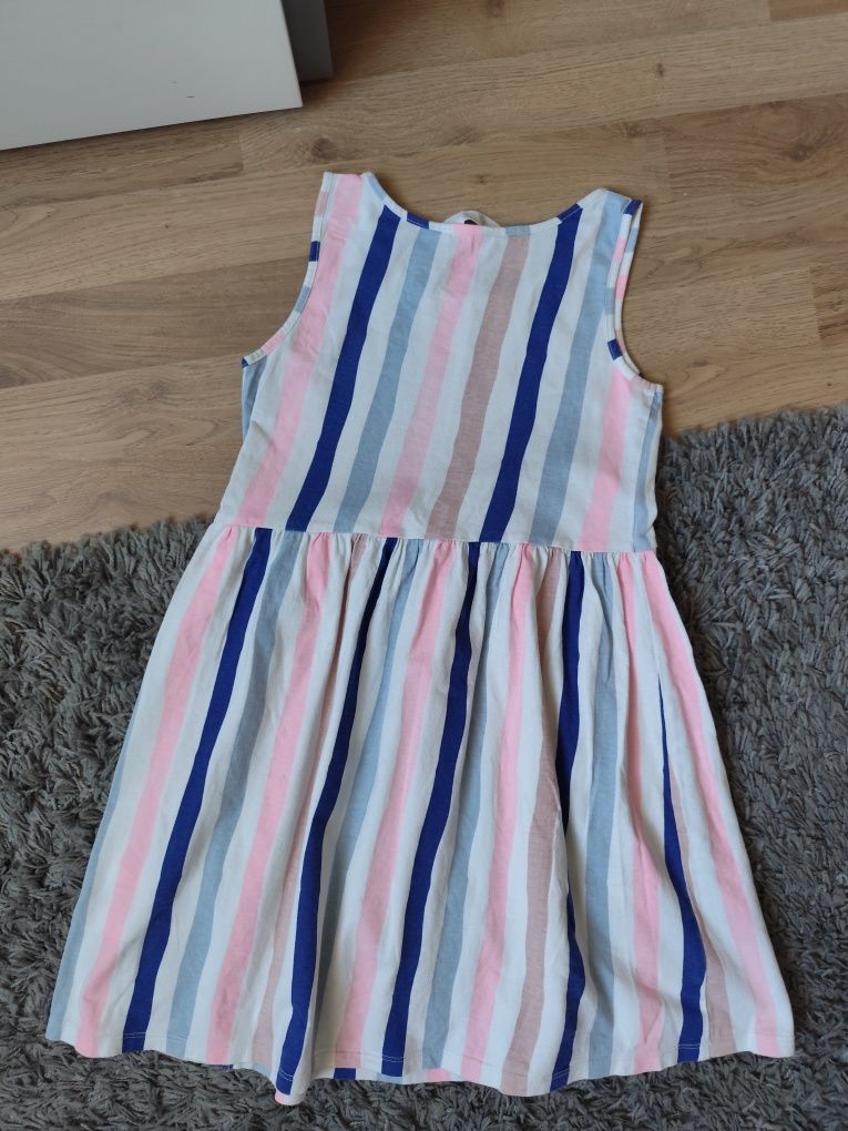 Sukienka dla dziewczynki bez rękawów w paski H&M r. 134/140