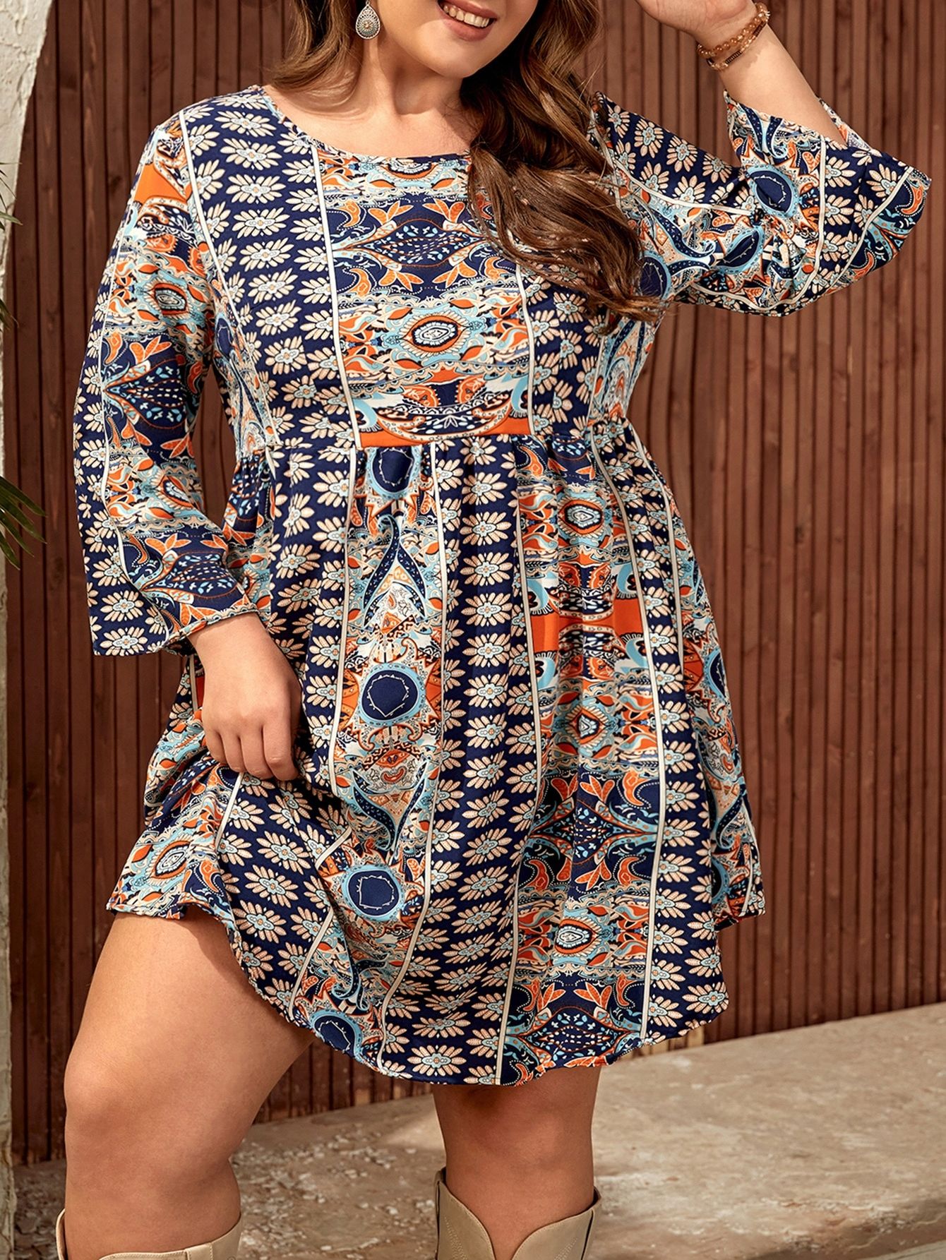 Sukienka Letnia Boho Wzorzysta Rozkloszowana Casual Shein Xxl
