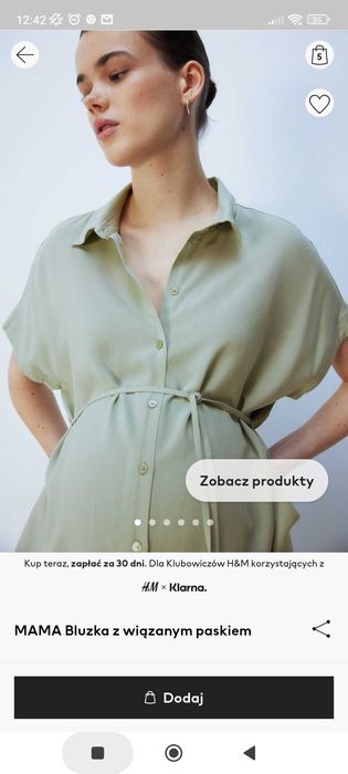 Bluzka koszulowa H&m mama S khaki/mięta