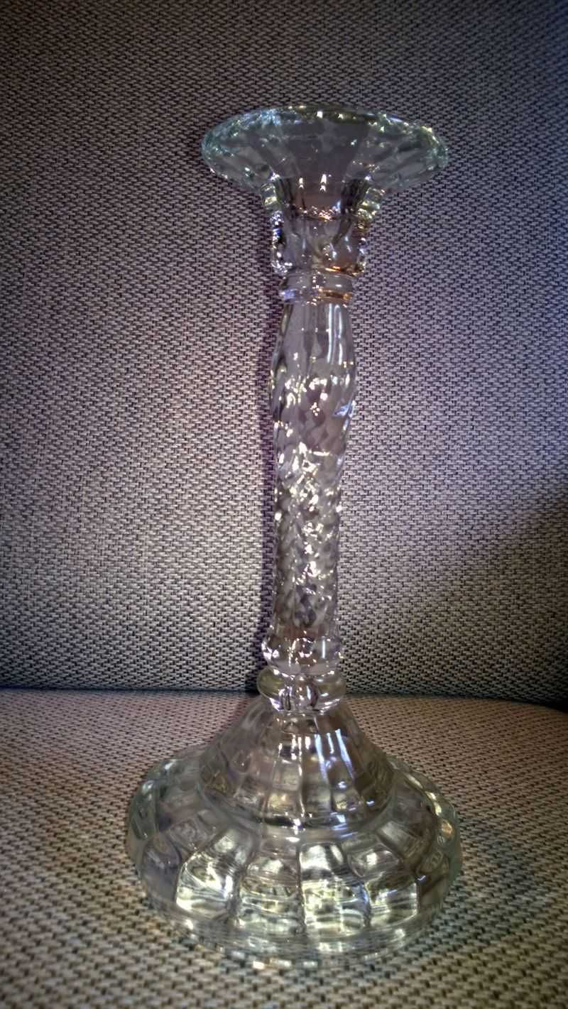 Świecznik szklany wysoki kolumnowy Ząbkowice 2 sztuki