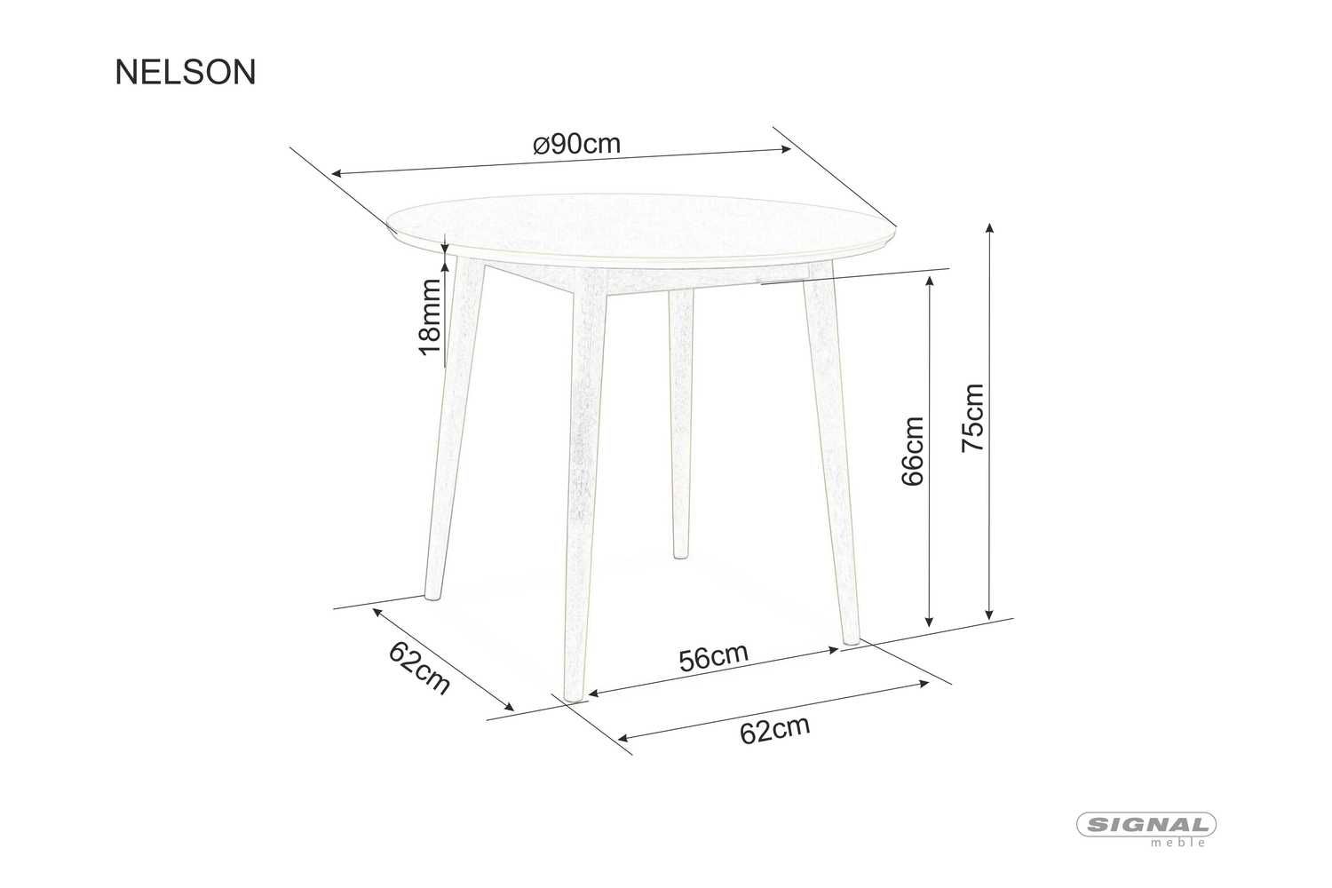 Stół drewniany okrągły NELSON MDF kolor dąb miodowy 90X90