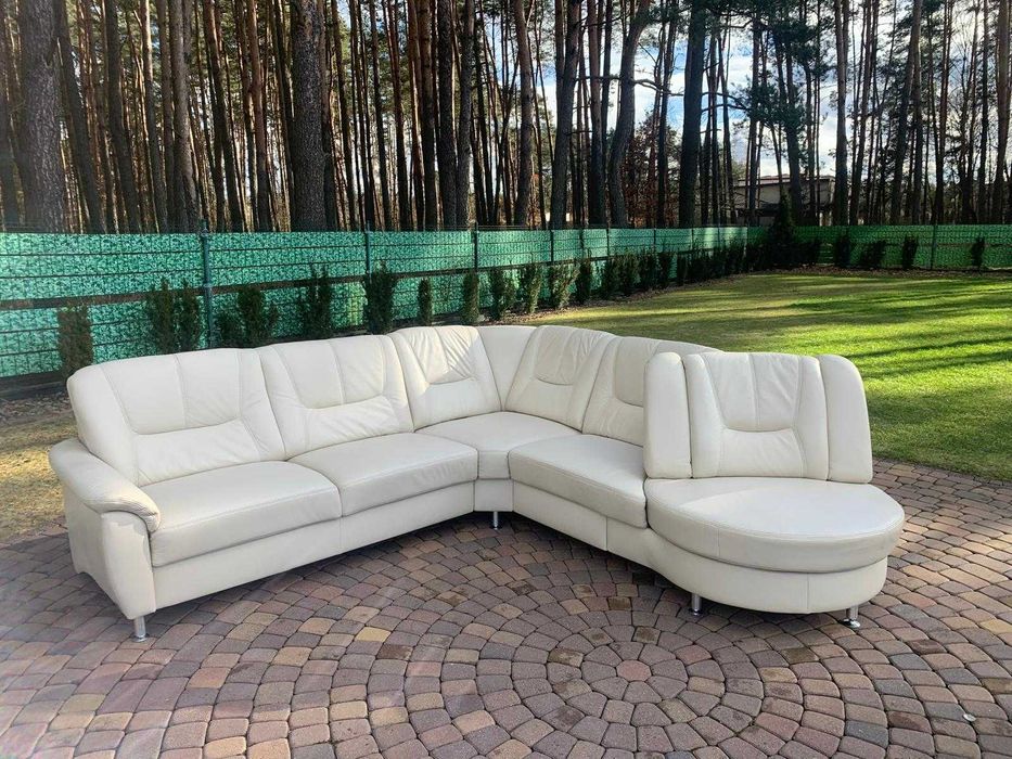 wohnwert niemiecki narożnik skóra naturalna ekrii