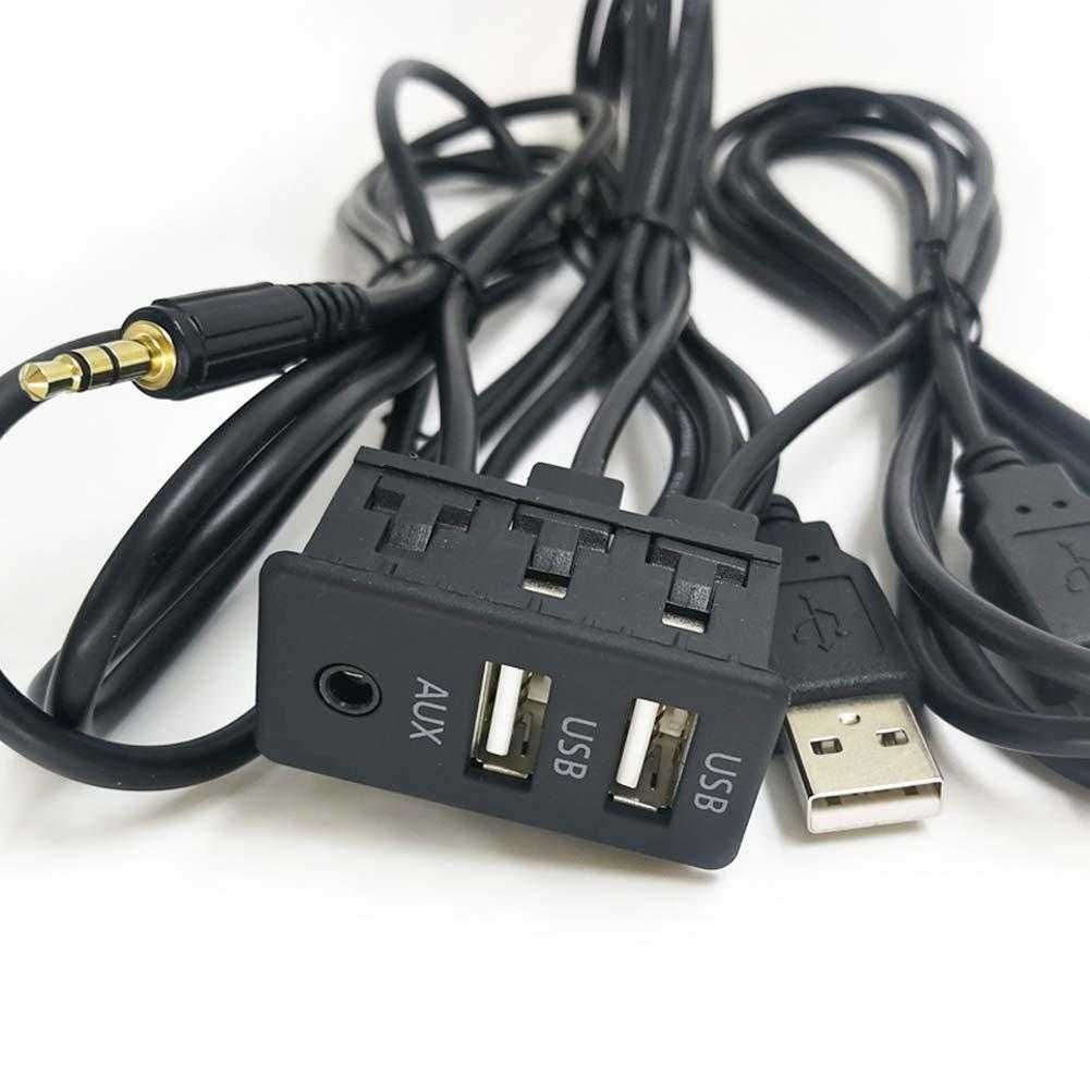 Кабель удлинитель AUX + 2 USB 1.5м для авто магнитолы mp3 адаптера