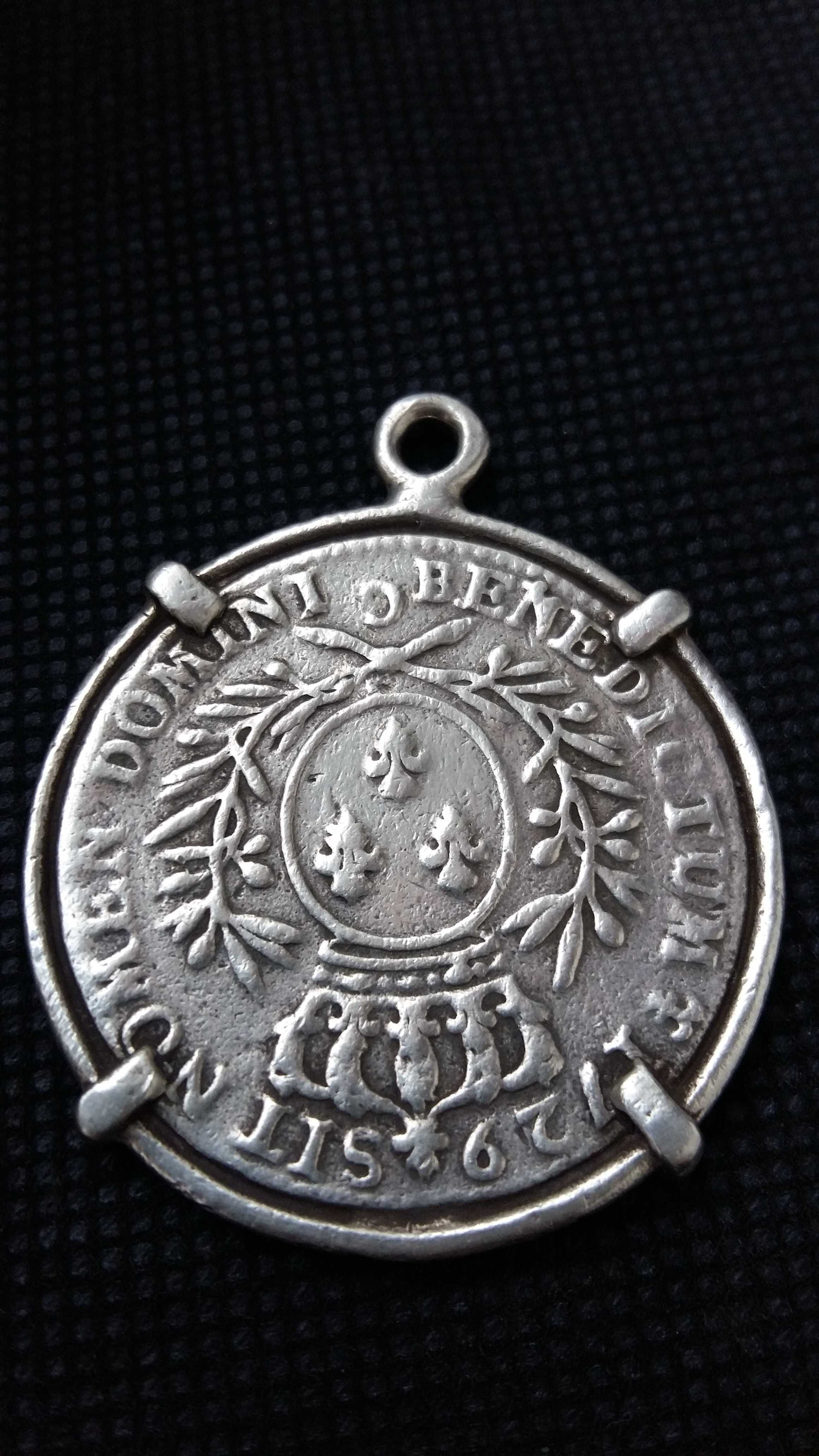 Moneta-wisiorek srebro 900 ECU [Talar] z 1729 C roku antyk.