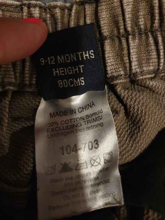 Spodenki oliwkowy jeans Next r. 80cm
