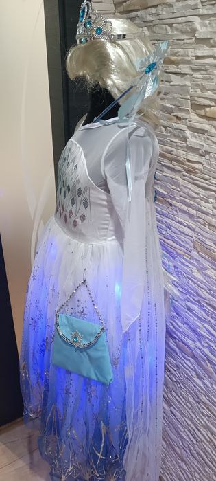 Strój Elzy z Krainy lodu -led przebranie dla dziewczynki -130 cm