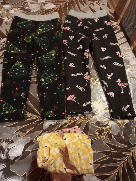 Legginsy- dziewcz. ociepl futerkiem 2 szt(1 świąteczne) 98-104 +gratis