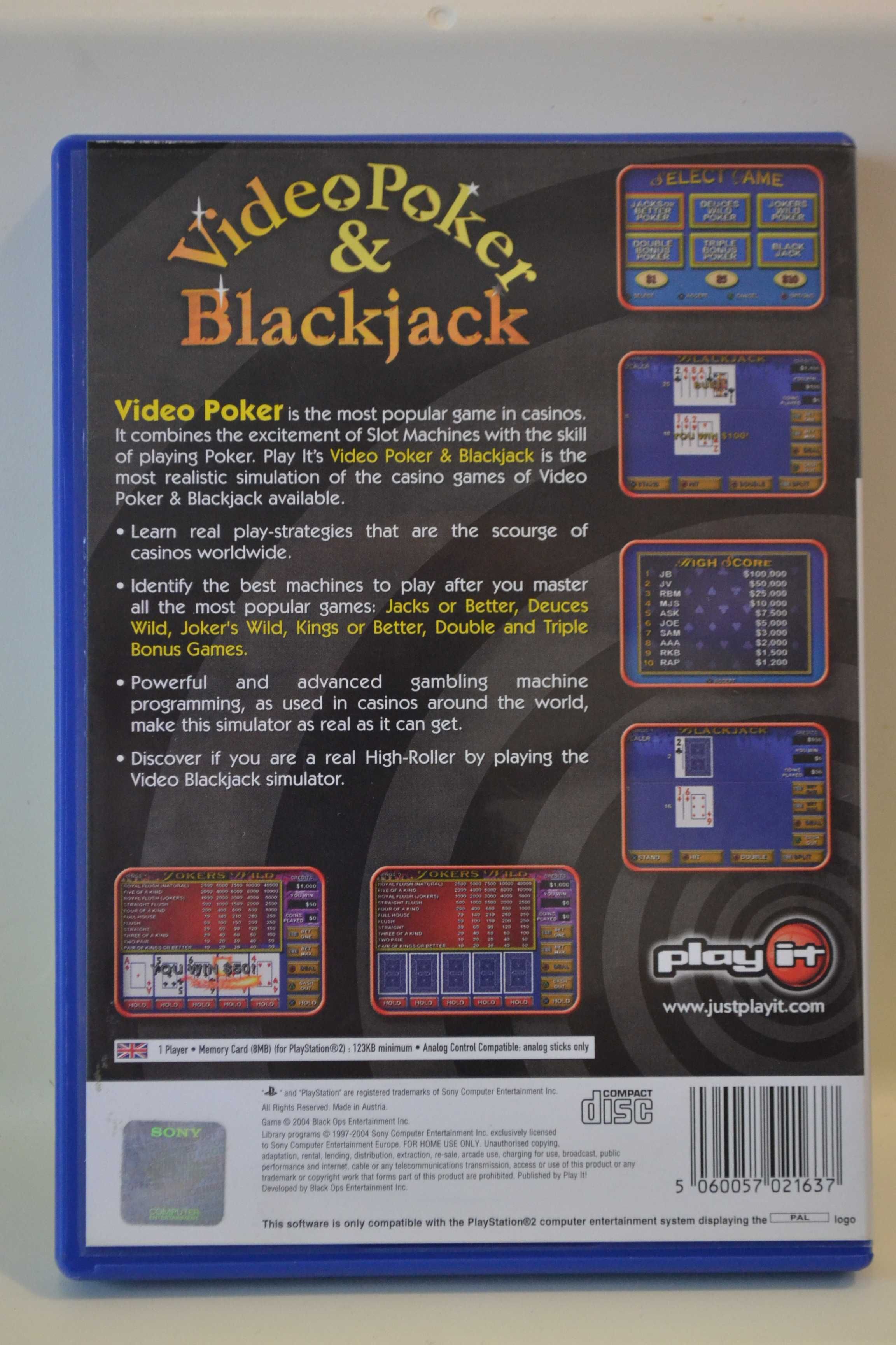 Video Poker & Blackjack  PS2