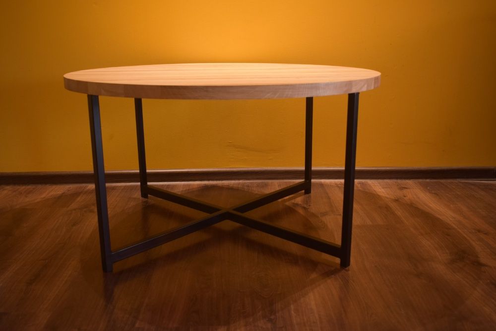 stolik kawowy okrągły LOFT postarzany LITE DREWNO DĄB