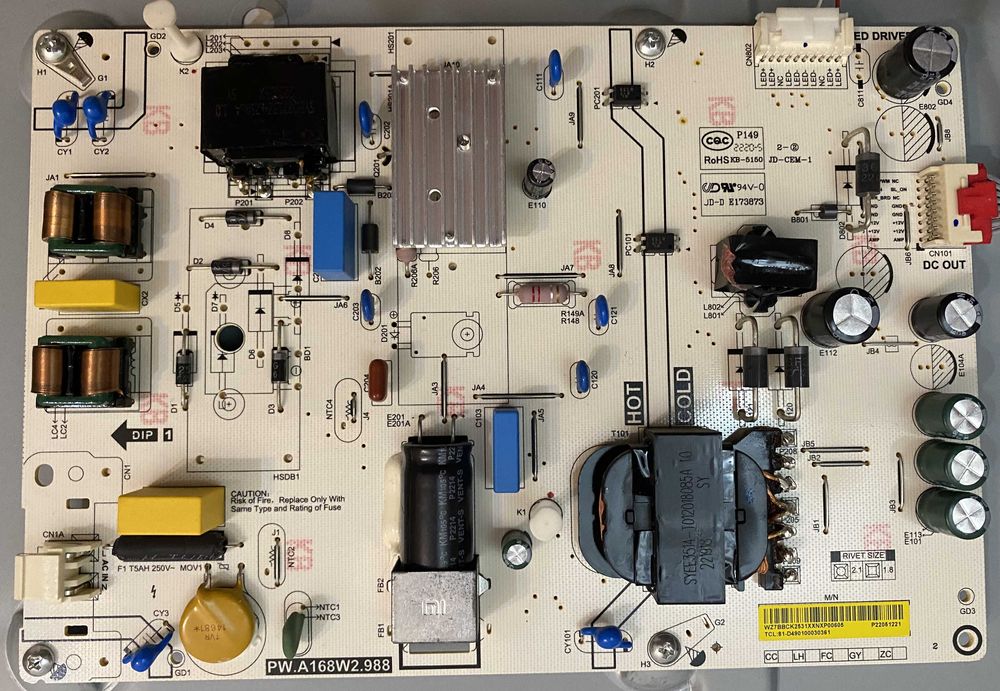 Peça Xiaomi L50M7-Q2EU PW.A168W2.988 TD.MT9612.795 CV500U2-T01 Testada
