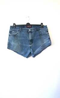 czarne jeansowe spodenki z wysokim stanem DIY shorty jeansy 44 42 XXL