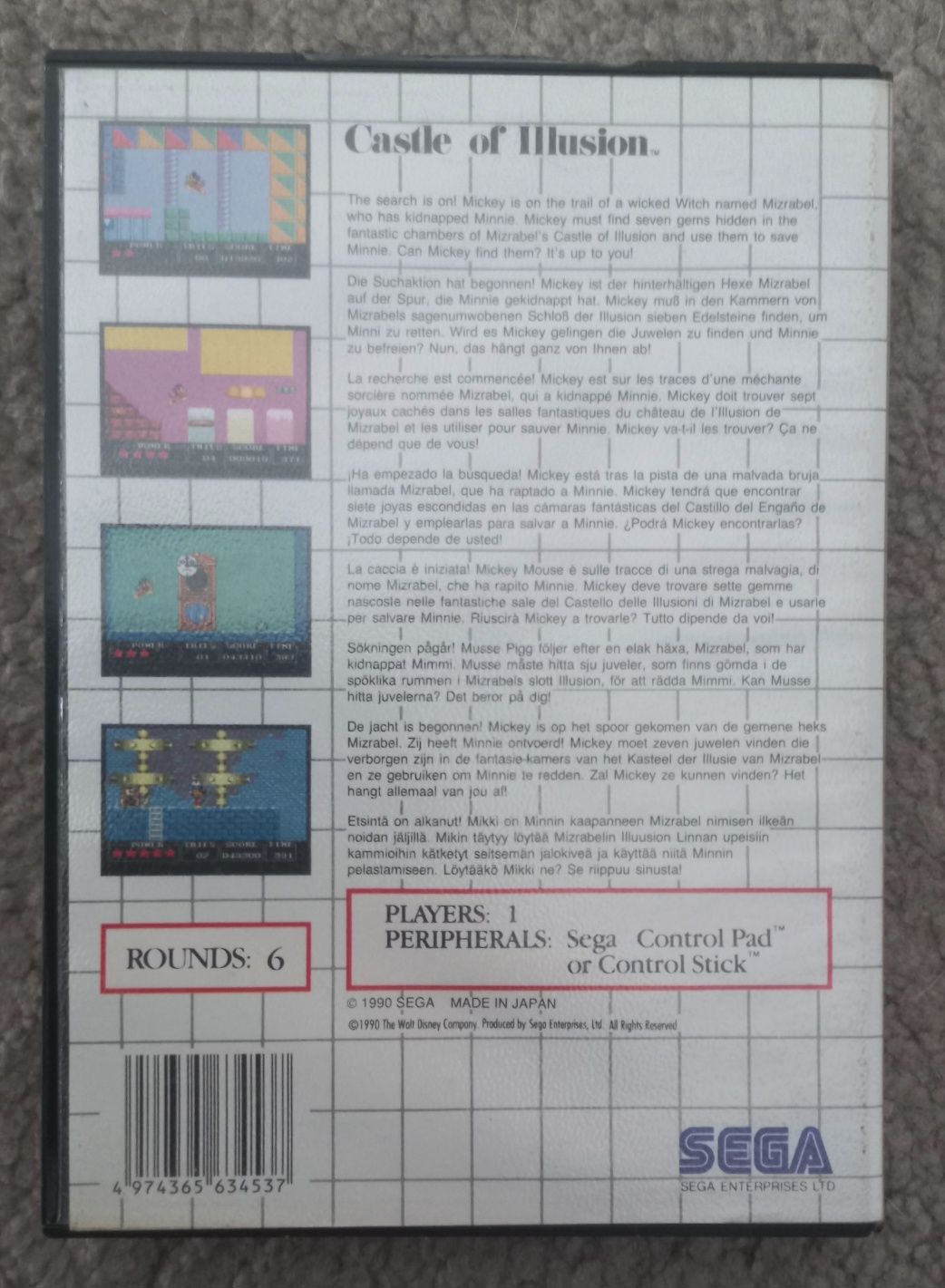 Master System jogo Castle of Illusion