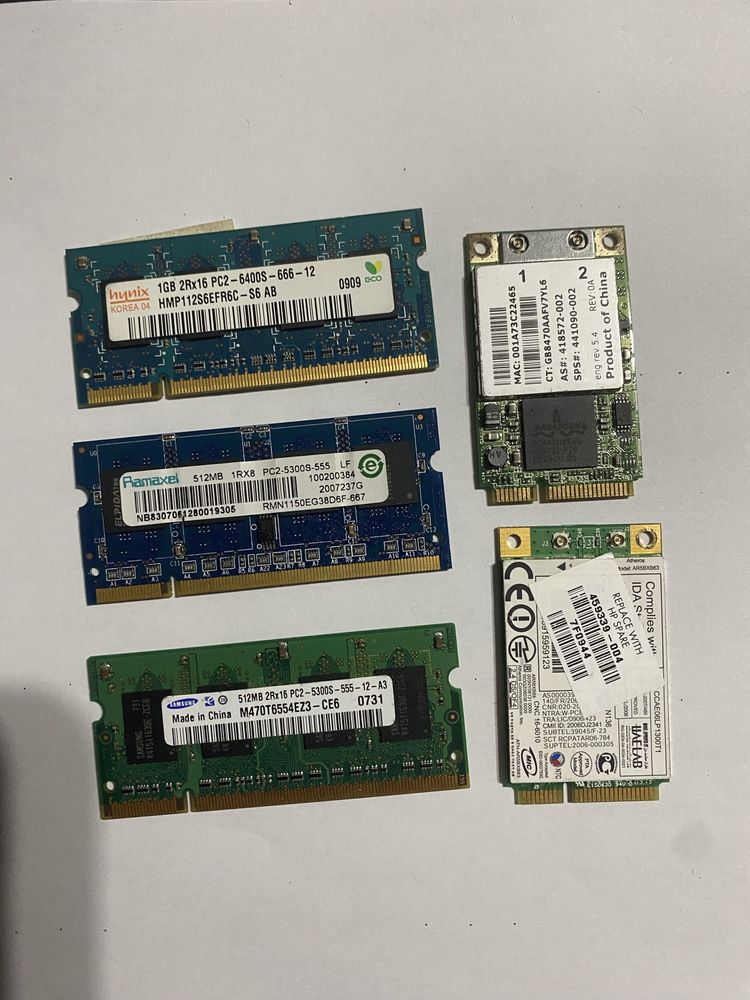 Memoria ram DDR2 e DDR3 + modulo Wi-Fi