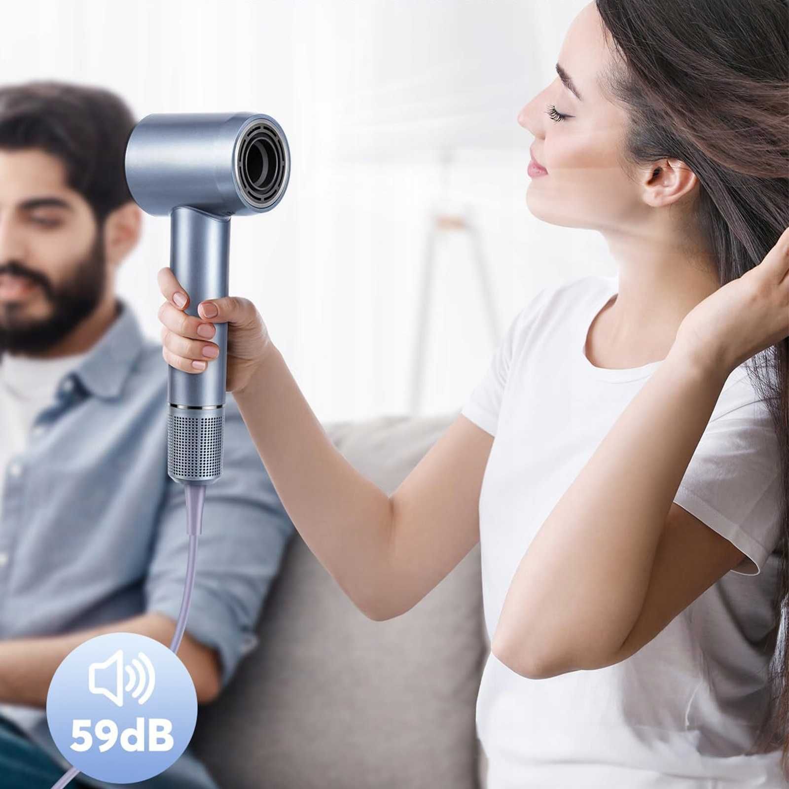 Suszarka Do Włosów Jonizująca Mocna 1600W 59DB JIGOO H300 NIEBIESKI