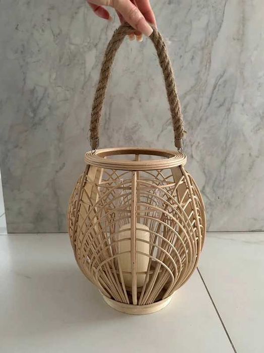 Lampion pleciony wiklinowy boho vintage świeczka Home&You