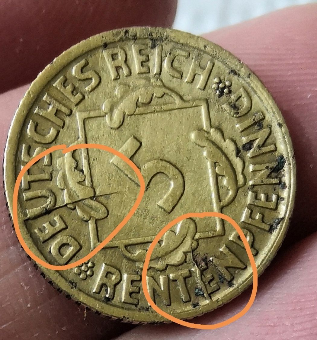 5 Rentenpfennig 1924 destrukt moneta
