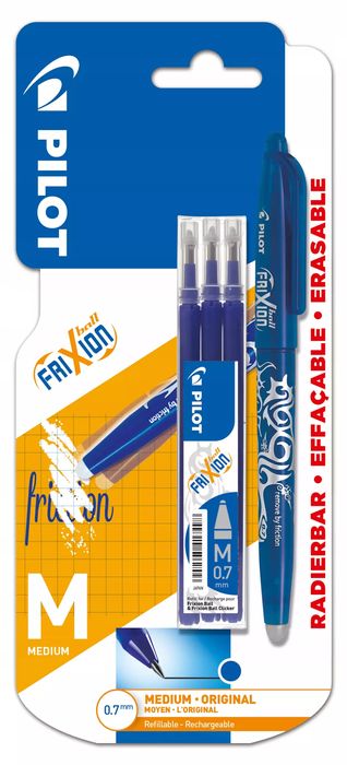 Pióro kulkowe wymazywalne FriXion niebieskie + 3 wkłady niebieskie