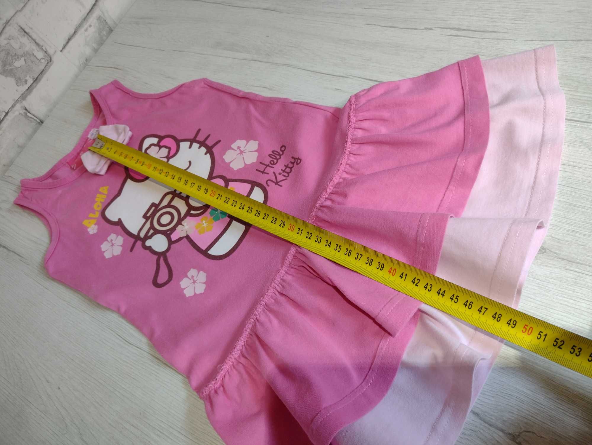 Hello kitty różowa 110 sukienka z kotkiem kotek kot bez rękawów kotem