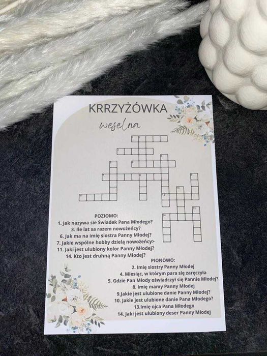 Krzyżówka weselna personalizowana