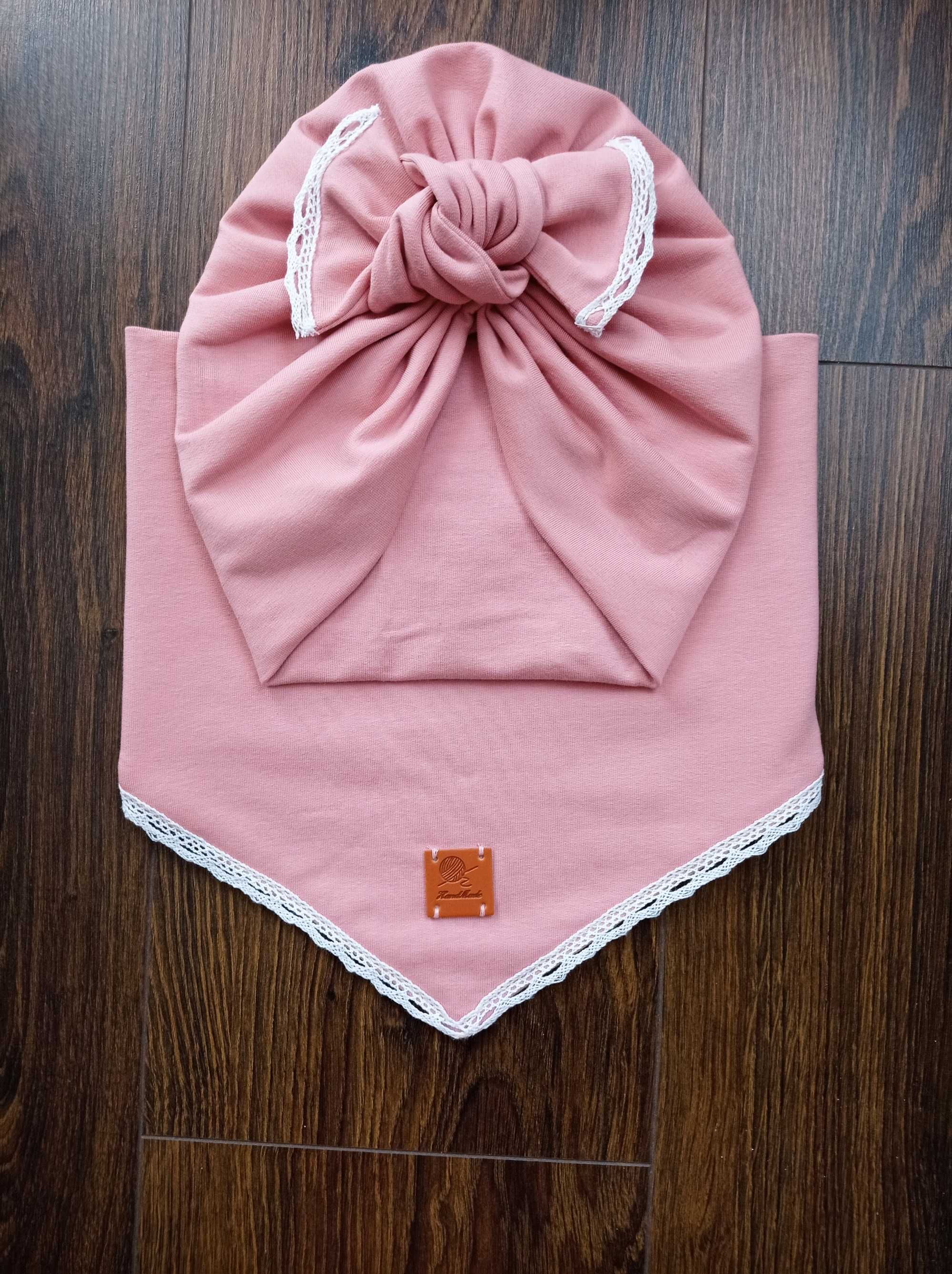 komplet turban i chusta z koronką, Handmade