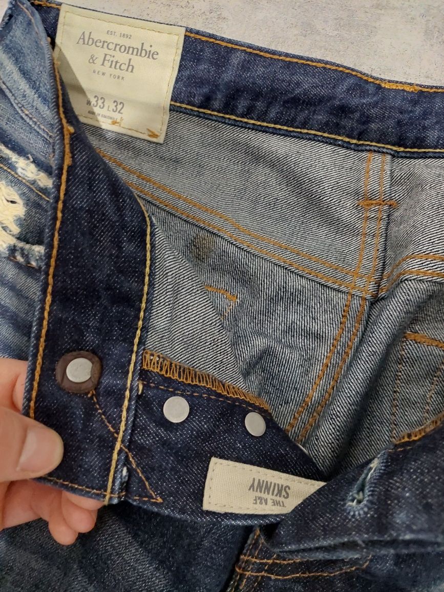 Abercrombie jeansy męskie L z dziurami