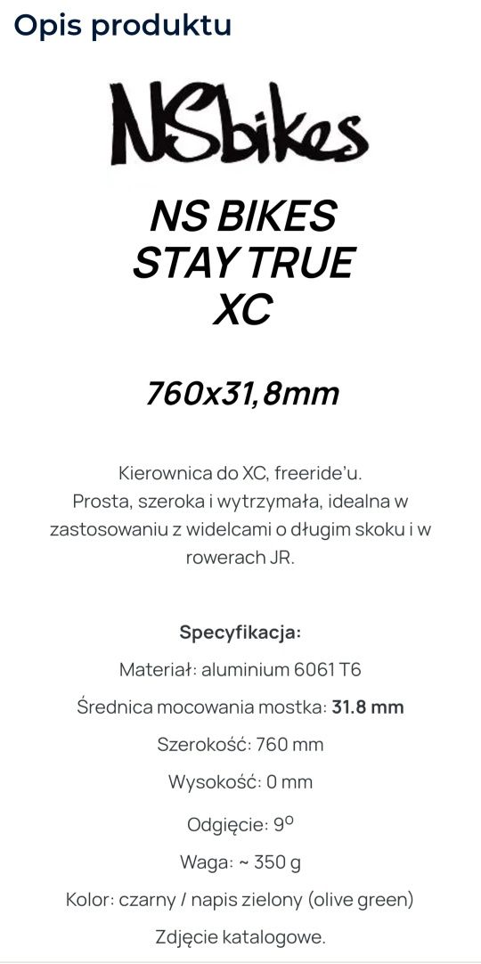 Kierownica NS Bikes XS 760 mm