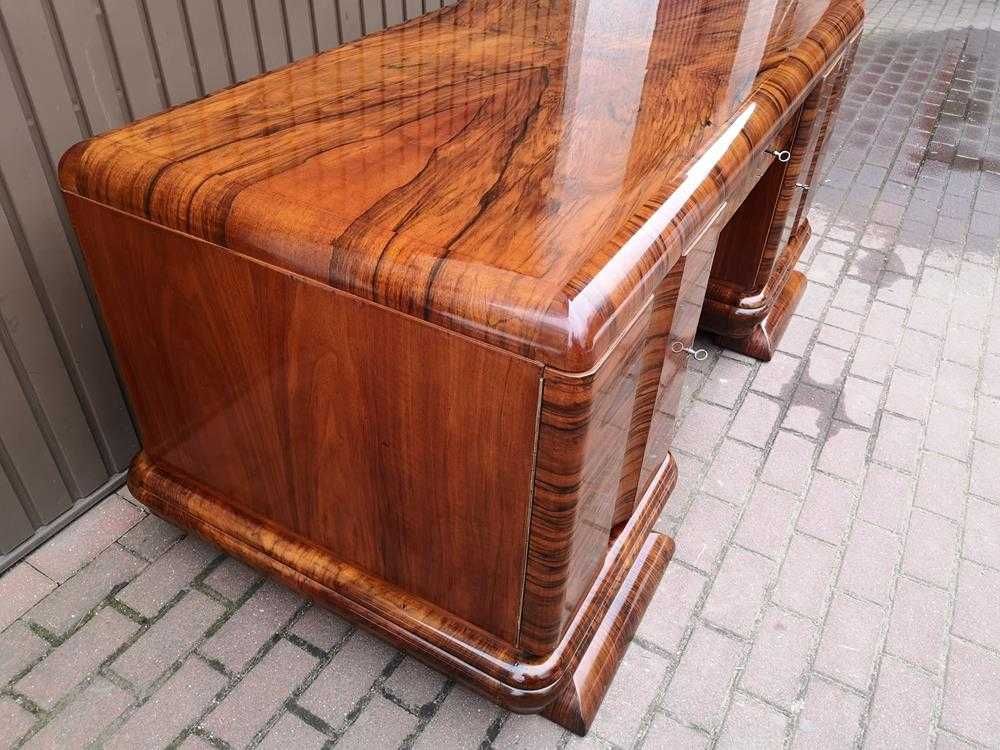 Biurko ART-DECO Orzech Politura Stare Antyk Dwustronne Po Renowacji .