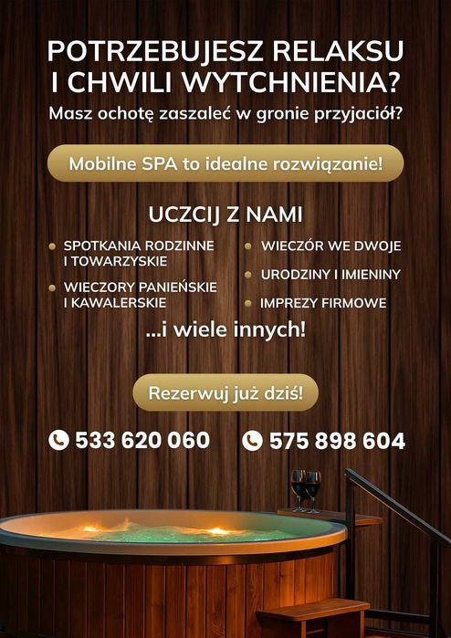 Mobilna Balia Ogrodowa, Sauna, jacuzzi. Wynajem całoroczny!