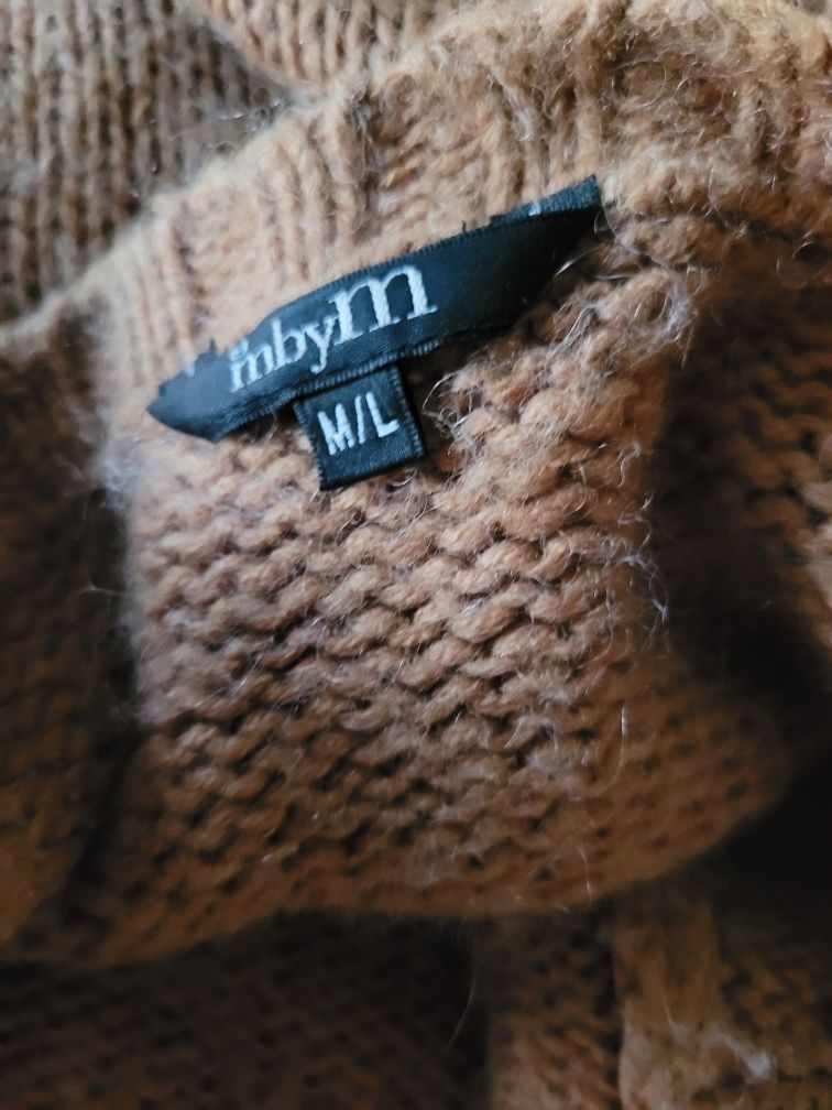 Kardigan oversize sweter warkocze wełna moher premium mbyM
