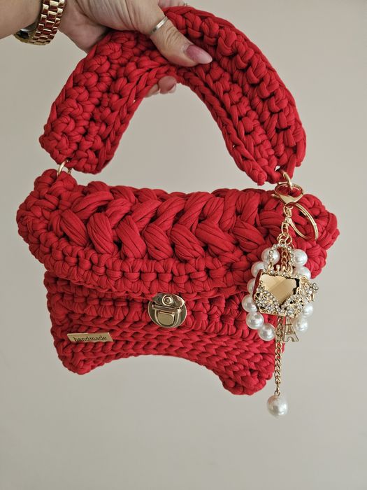 Handmade ręcznie robiona torebka  CZERWONA