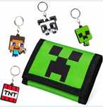 Minecraft portfel + 4 bryloki zestaw  upominkowy