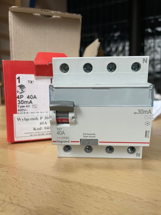 Wyłącznik różnicowoprądowy 3-fazowy 40A 30mA 4P legrand