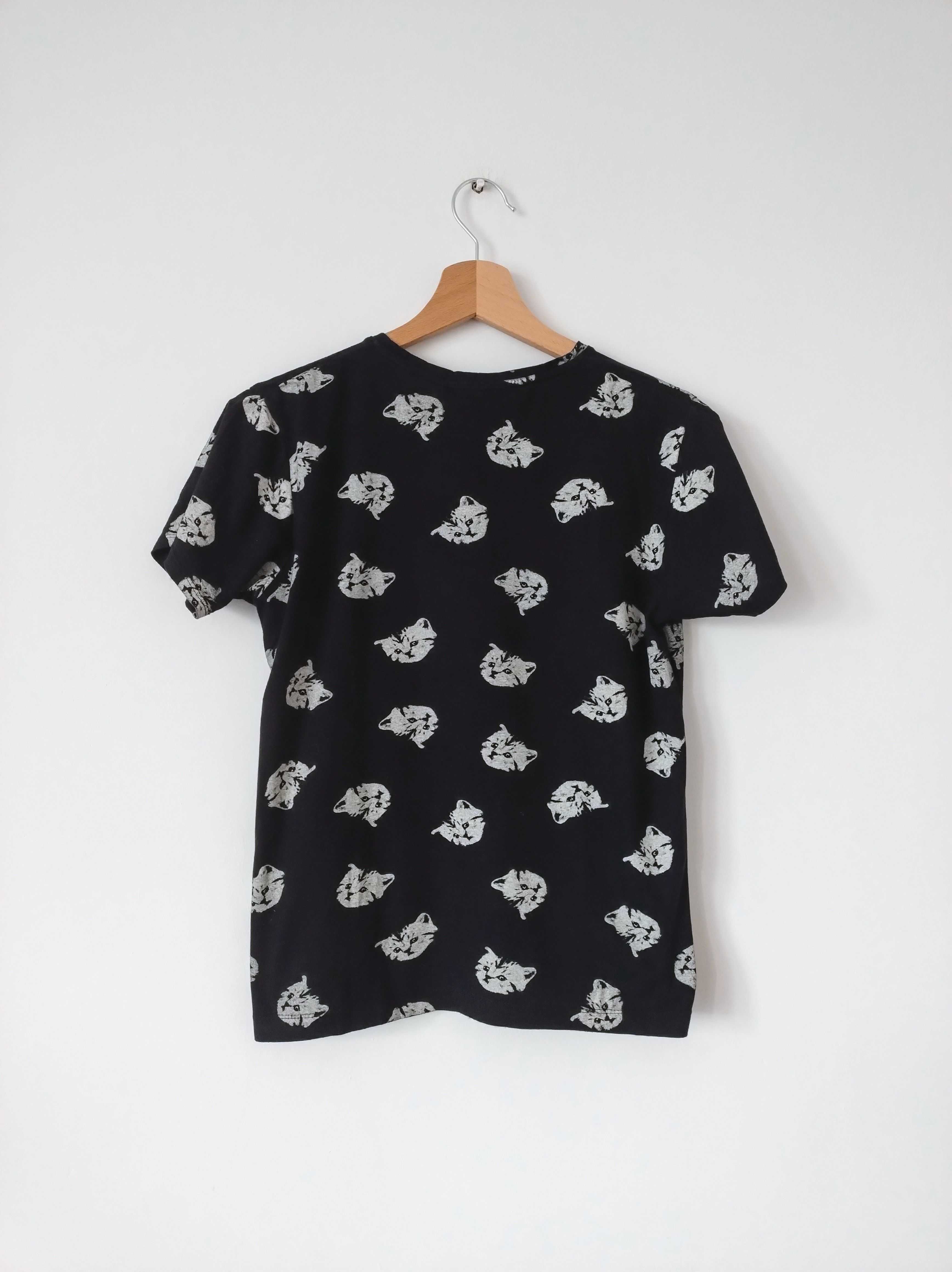 Czarna koszulka bluzka w koty Tally Weijl Tshirt oversize scene 36 S M
