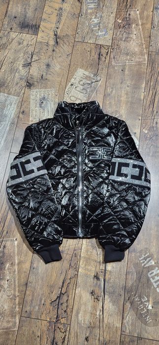 Tatu śliczna kurtka damska zimowa bomberka czarna połysk lekka M L