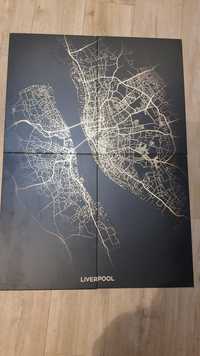 Plakat metalowy Mapa City Lights Liverpool