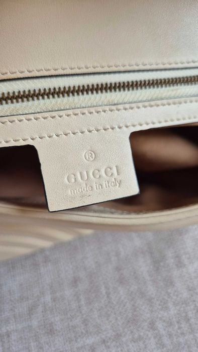 Torebka Gucci Marmont, skóra, skórzana, luksusowa, kremowa, ecru