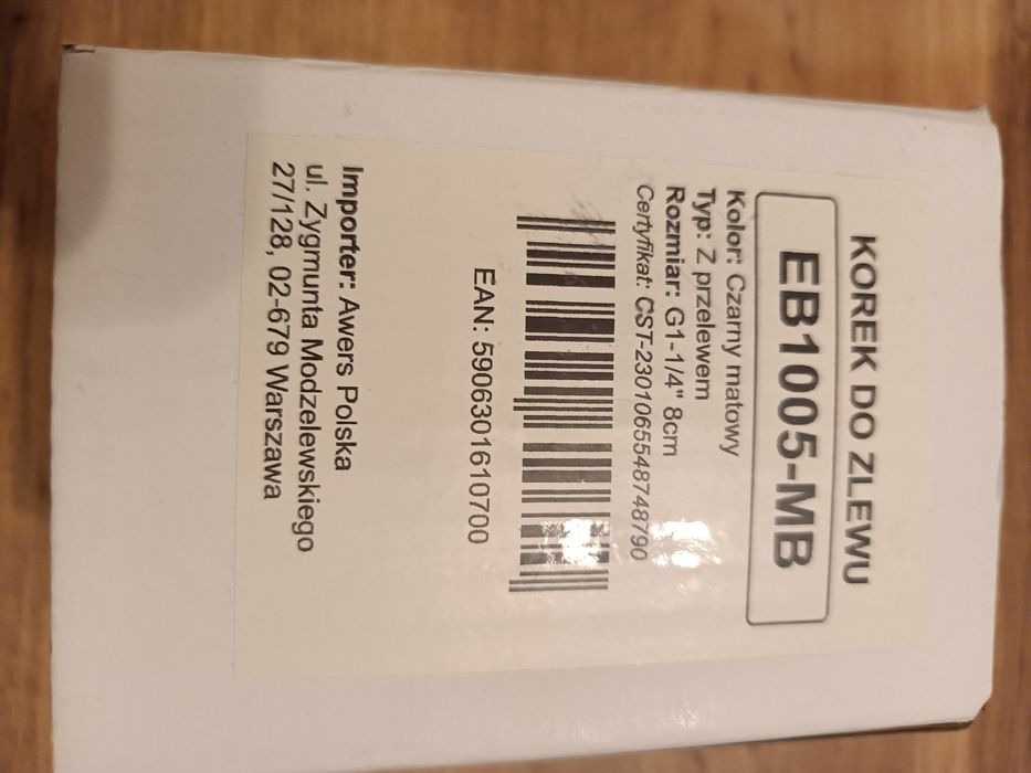 Korek z przelewem do zlewu