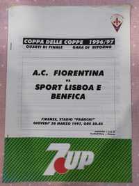 Programa de jogo Fiorentina Benfica taça das taças 1996/97