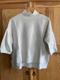 Sweter RESERVED pól-golf oversize S damski kremowy, rękawy 3/4