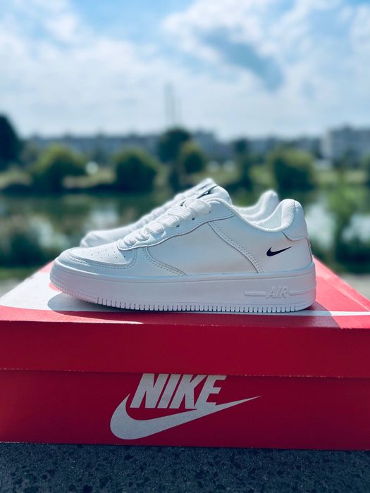 Nike air Force leather white кроссовки осенние Найк Форс белые