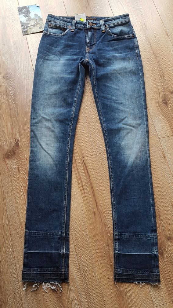Nudie Jeans Skinny Lin spodnie jeansy damskie dżinsy w28