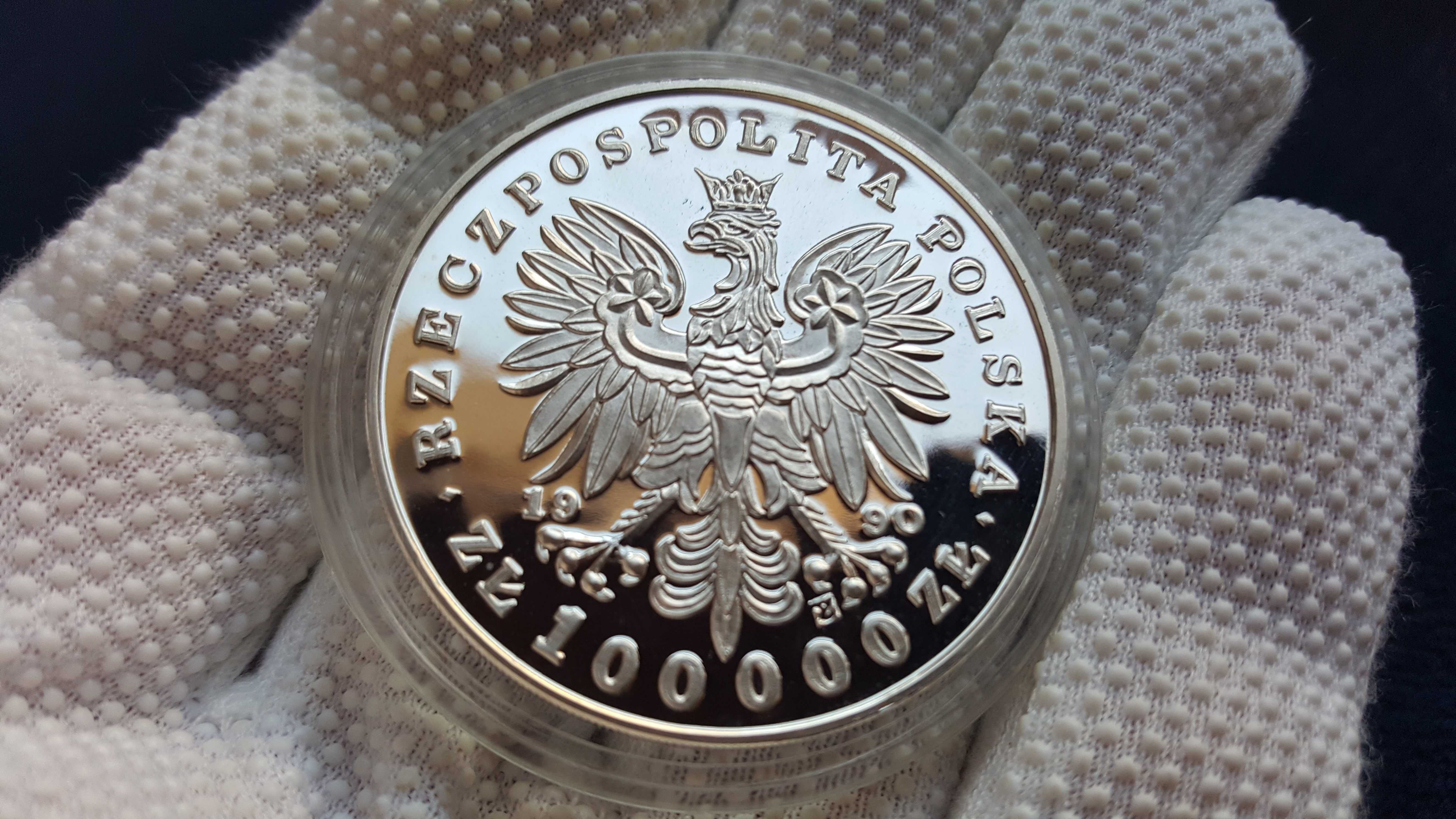100 000 Złotych 1990  Kościuszko Tryptyk Srebro