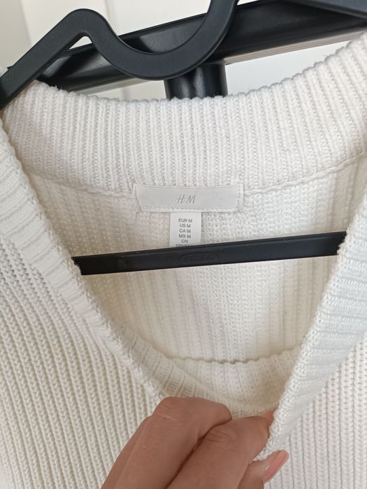 Długi sweter biały h&M M 38 10 jesień zima Ala sukienka