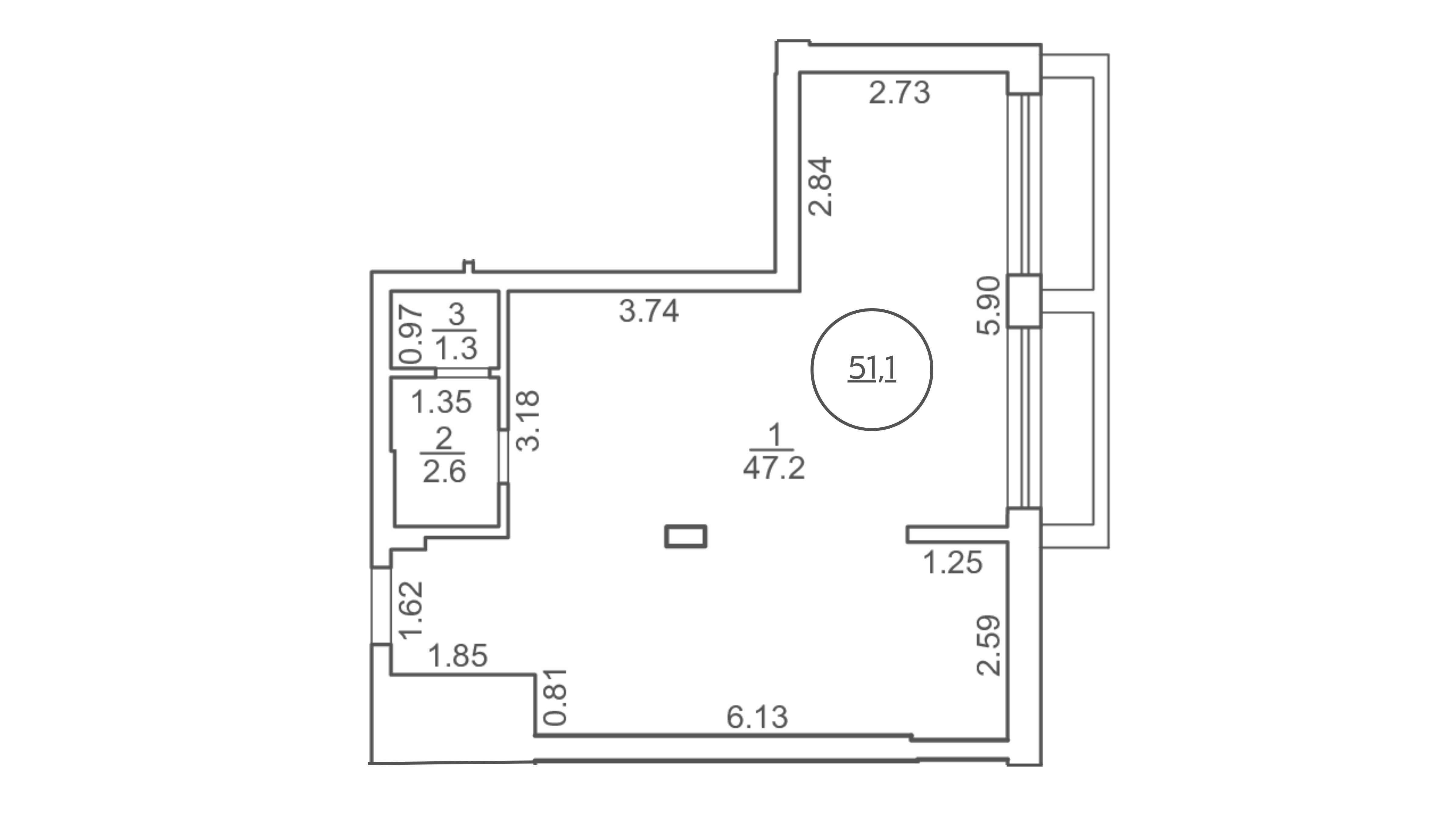 Комерційне приміщення/офіс 51,1 м², вул. Під Голоско
