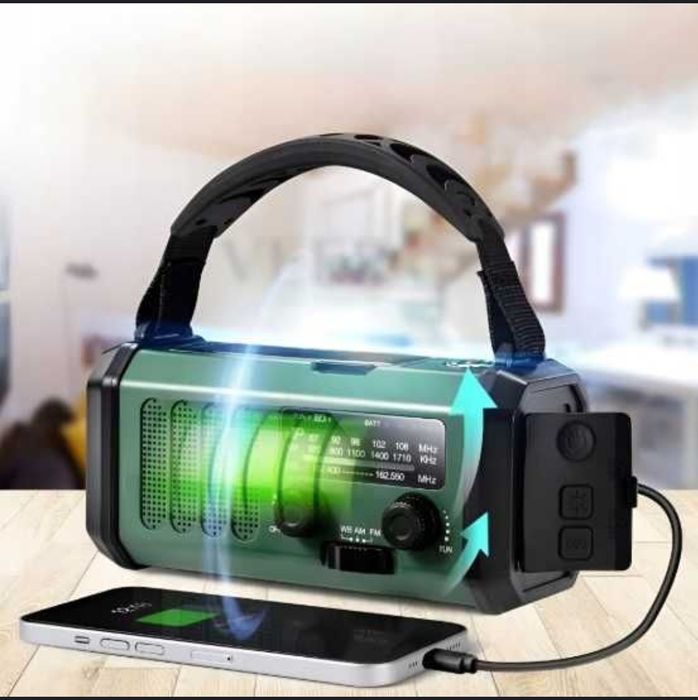 RADIO awaryjne 10000mAh SOLARNE AM FM SOS Z ładowarką USB kompas