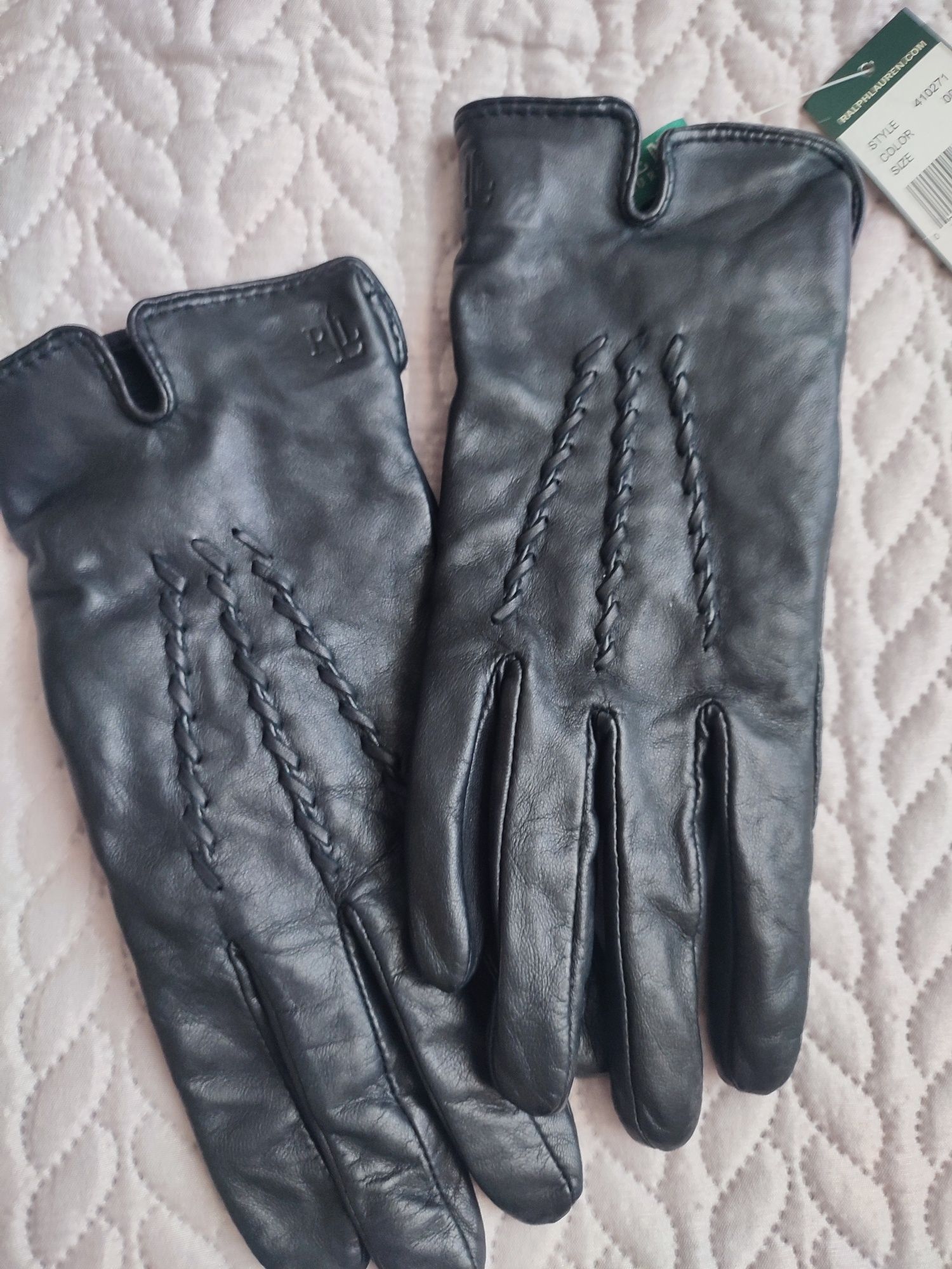 Rękawiczki skórzane damskie czarne xl Ralph Lauren
