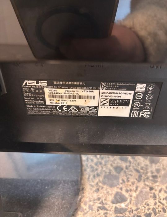 Monitor Asus VE248HR 24" cale Full HD sprawny, gotowy do pracy