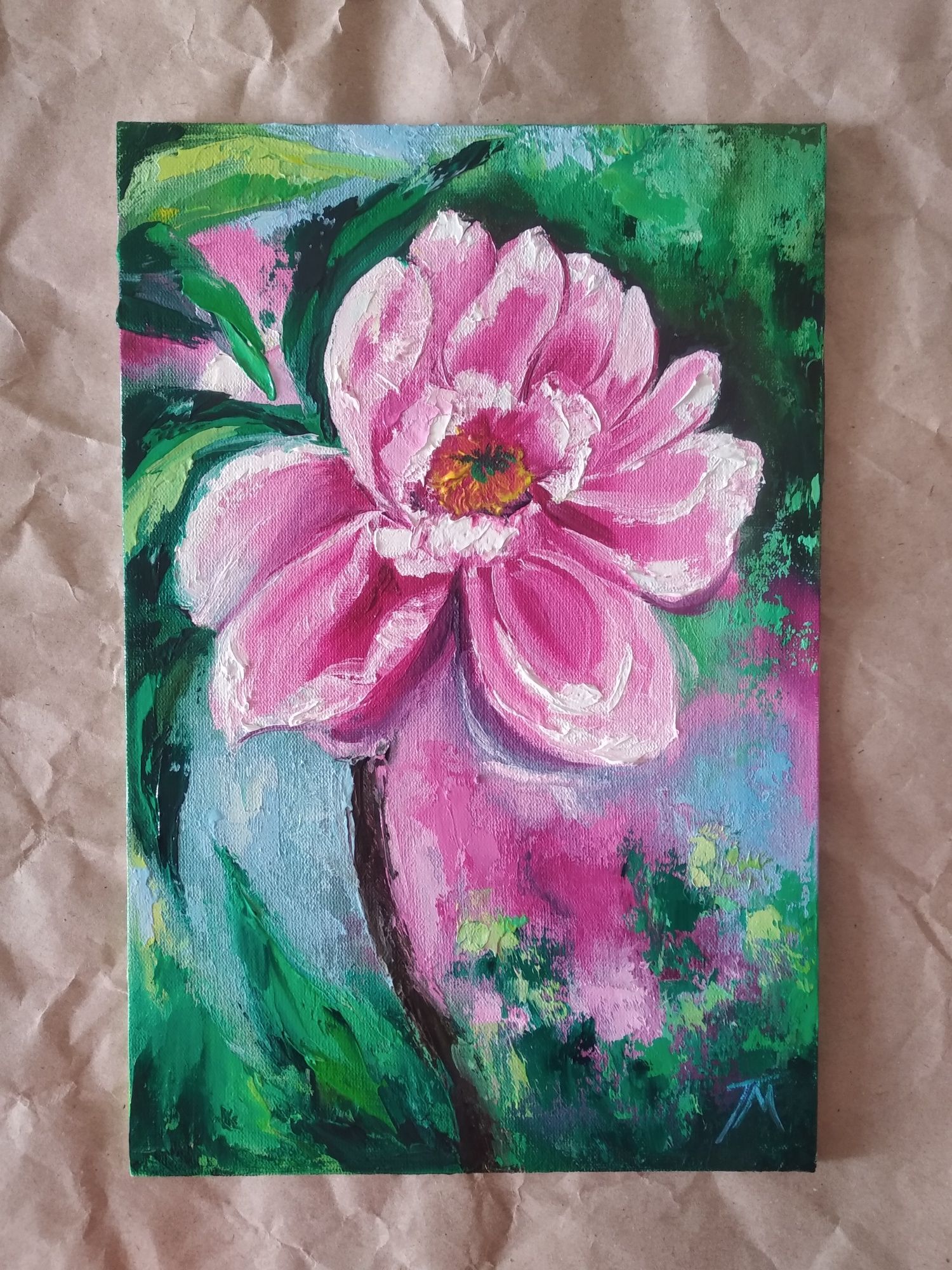 Картина маслом"Розовый цветок"